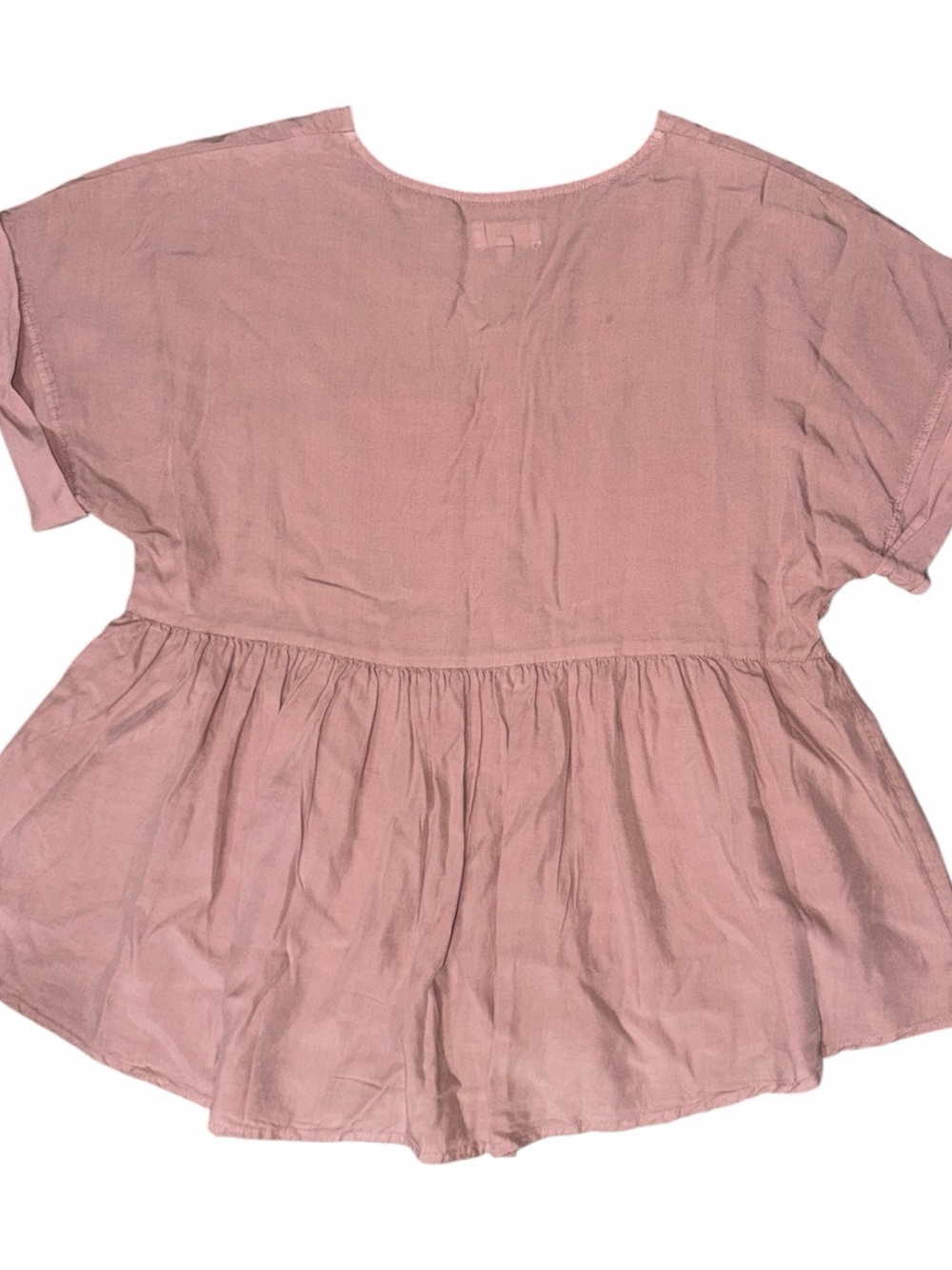 THREAD & SUPPLY Dusty Rose Button-Front Peplum Blouse 100% Loycell - Picture 8 of 8